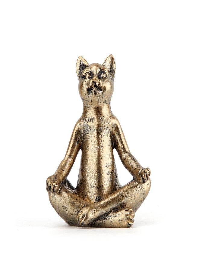 Smadeer Yoga Cat Statues for Home Decor Accents,Yoga Pose Figurine for Zen Spiritual Bedroom Living Room Office Table Desk Modern Boho Decoration,Meditation Shelf Decor Accents Antique Bronze Gift - Image 3